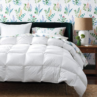 8-Piece Percale & Down Bedding Bundle - Twin, White,White