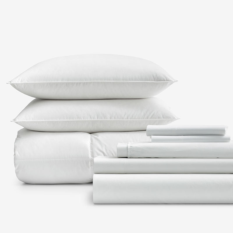 8-Piece Percale & LaCrosse™ Down Bedding Bundle,