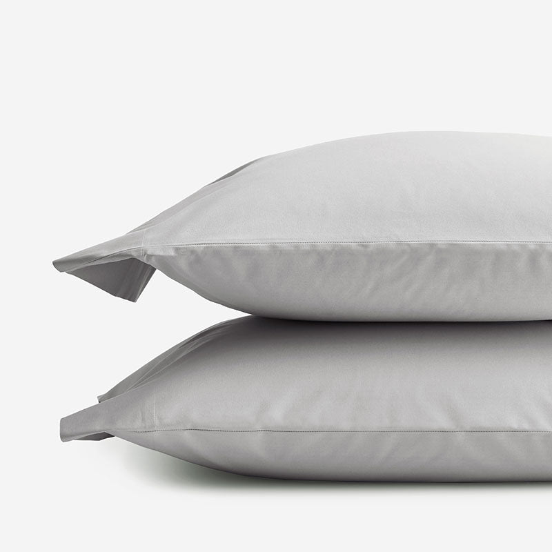 Classic Cool Organic Cotton Percale Solid Pillowcase Set - Gray, Standard,Gray