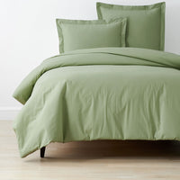 Classic Cool Organic Cotton Percale Solid Duvet Cover - Moss Green, Full/Queen,Moss Green
