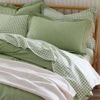 Classic Cool Organic Cotton Percale Solid Duvet Cover - Moss Green, Full/Queen,Moss Green