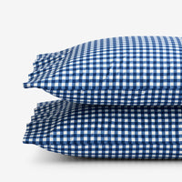 Gingham Classic Cool Organic Cotton Percale Pillowcase Set - Dark Blue, Standard,Dark Blue