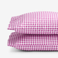 Gingham Classic Cool Organic Cotton Percale Pillowcase Set - Fuchsia, Standard,Fuchsia