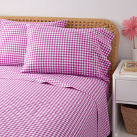 Gingham Classic Cool Organic Cotton Percale Pillowcase Set - Fuchsia, Standard,Fuchsia