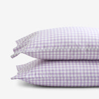 Gingham Classic Cool Organic Cotton Percale Pillowcase Set - Lilac, Standard,Lilac