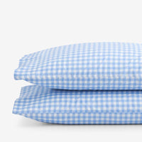 Gingham Classic Cool Organic Cotton Percale Pillowcase Set - Light Blue, Standard,Light Blue