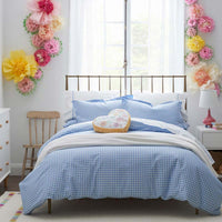 Gingham Classic Cool Organic Cotton Percale Pillowcase Set - Light Blue, Standard,Light Blue