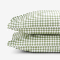 Gingham Classic Cool Organic Cotton Percale Pillowcase Set - Moss, Standard,Moss