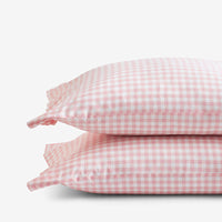 Gingham Classic Cool Organic Cotton Percale Pillowcase Set - Petal Pink, Standard,Petal Pink