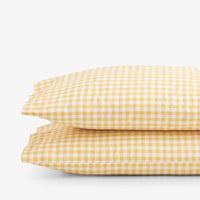 Gingham Classic Cool Organic Cotton Percale Pillowcase Set - Yellow, Standard,Yellow