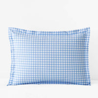 Gingham Classic Cool Organic Cotton Percale Sham - Light Blue, Standard,Light Blue