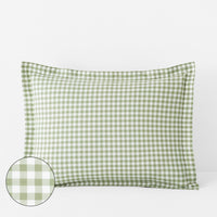 Gingham Classic Cool Organic Cotton Percale Sham - Moss, Standard,Moss