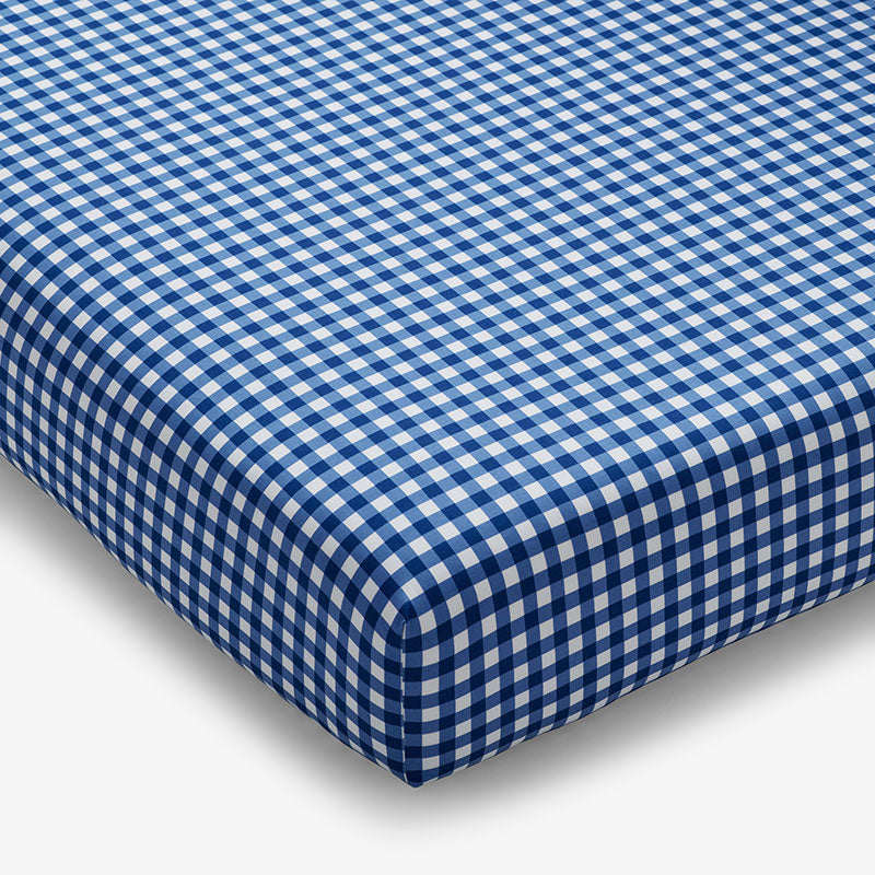 Gingham Classic Cool Organic Cotton Percale Crib Sheet - Dark Blue, Crib,Dark Blue
