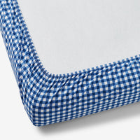 Gingham Classic Cool Organic Cotton Percale Crib Sheet - Dark Blue, Crib,Dark Blue