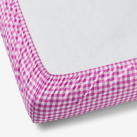Gingham Classic Cool Organic Cotton Percale Crib Sheet - Fuchsia, Crib,Fuchsia
