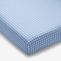 Gingham Classic Cool Organic Cotton Percale Crib Sheet - Light Blue, Crib,Light Blue