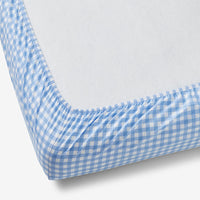 Gingham Classic Cool Organic Cotton Percale Crib Sheet - Light Blue, Crib,Light Blue