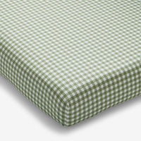 Gingham Classic Cool Organic Cotton Percale Crib Sheet - Moss, Crib,Moss