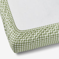 Gingham Classic Cool Organic Cotton Percale Crib Sheet - Moss, Crib,Moss