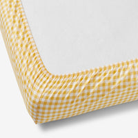 Gingham Classic Cool Organic Cotton Percale Crib Sheet - Yellow, Crib,Yellow