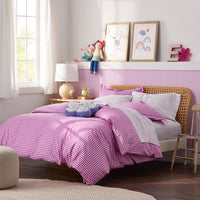 Gingham Classic Cool Organic Cotton Percale Bed Sheet Set - Fuchsia, Twin XL,Fuchsia