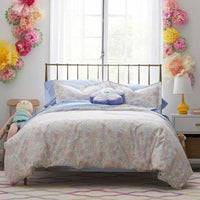 Gingham Classic Cool Organic Cotton Percale Bed Sheet Set - Light Blue, Twin XL,Light Blue