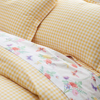 Gingham Classic Cool Organic Cotton Percale Bed Sheet Set - Yellow, Twin XL,Yellow