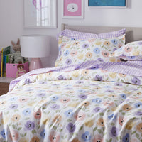 Gingham Classic Cool Organic Cotton Percale Bed Sheet Set - Lilac, Twin XL,Lilac
