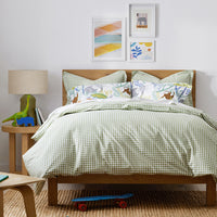 Gingham Classic Cool Organic Cotton Percale Bed Sheet Set - Moss, Twin XL,Moss