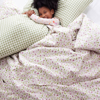 Gingham Classic Cool Organic Cotton Percale Bed Sheet Set - Moss, Twin XL,Moss