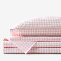 Gingham Classic Cool Organic Cotton Percale Bed Sheet Set - Petal Pink, Twin XL,Petal Pink