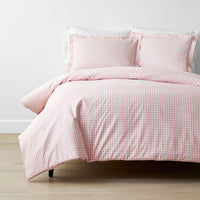 Gingham Classic Cool Organic Cotton Percale Duvet Cover Set - Petal Pink, Twin/Twin XL,Petal Pink