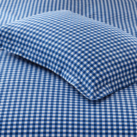 Gingham Classic Cool Organic Cotton Percale Duvet Cover Set - Dark Blue, Twin/Twin XL,Dark Blue