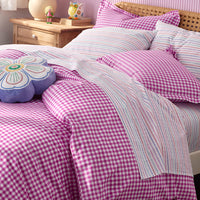 Gingham Classic Cool Organic Cotton Percale Duvet Cover Set - Fuchsia, Twin/Twin XL,Fuchsia
