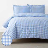 Gingham Classic Cool Organic Cotton Percale Duvet Cover Set - Light Blue, Twin/Twin XL,Light Blue