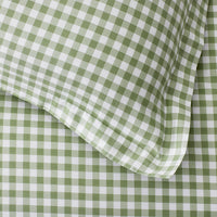 Gingham Classic Cool Organic Cotton Percale Duvet Cover Set - Moss, Twin/Twin XL,Moss