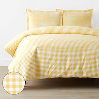 Gingham Classic Cool Organic Cotton Percale Duvet Cover Set - Yellow, Twin/Twin XL,Yellow
