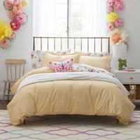 Gingham Classic Cool Organic Cotton Percale Duvet Cover Set - Yellow, Twin/Twin XL,Yellow