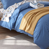 Gingham Classic Cool Organic Cotton Percale Comforter Set - Dark Blue, Twin/Twin XL,Dark Blue