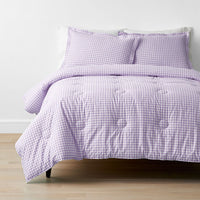 Gingham Classic Cool Organic Cotton Percale Comforter Set - Lilac, Twin/Twin XL,Lilac