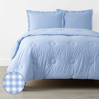 Gingham Classic Cool Organic Cotton Percale Comforter Set - Light Blue, Twin/Twin XL,Light Blue
