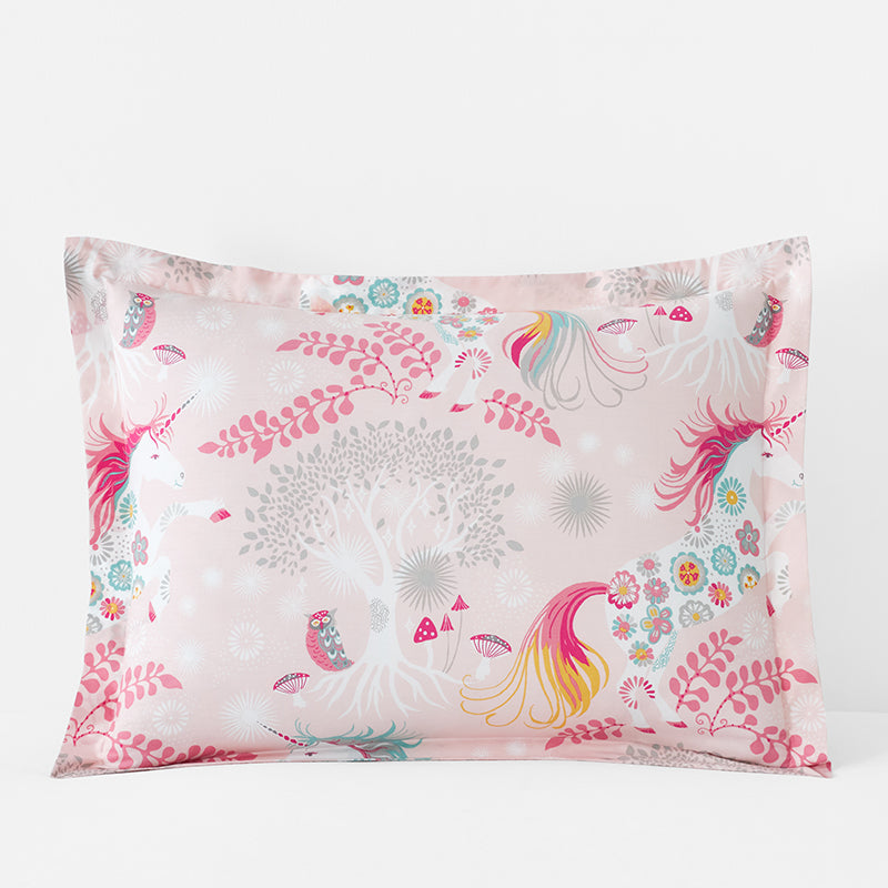 Fancy Unicorns Classic Cool Organic Cotton Percale Sham - Pink Multi, Standard,Pink Multi