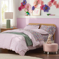 Joyful Mini Flower Classic Cool Organic Cotton Percale Pillowcase Set - White Multi, Standard,White Multi