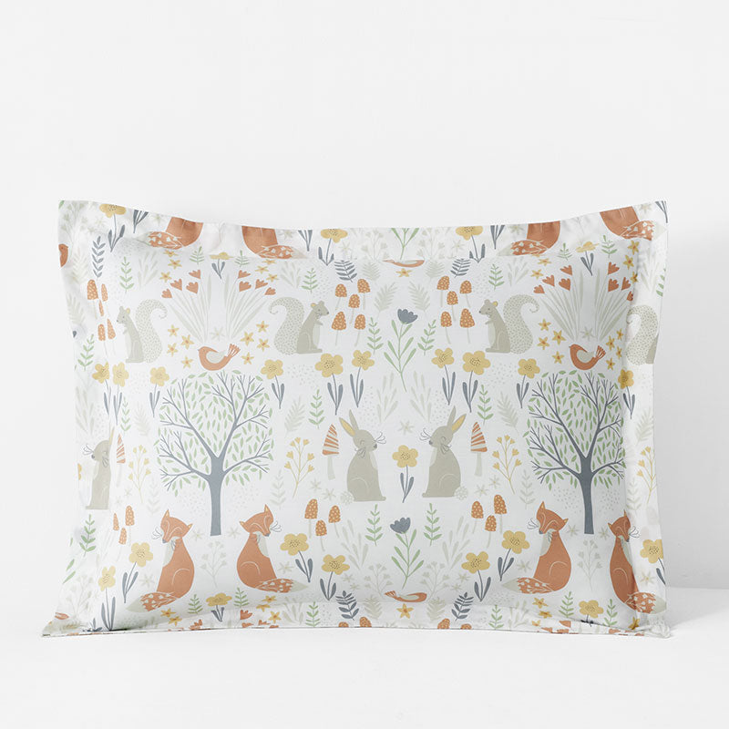 Forest Animals Classic Cool Organic Cotton Percale Sham - Ivory Multi, Standard,Ivory Multi