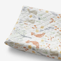 Forest Animals Classic Cool Organic Cotton Percale Quilted Changing Pad Cover - Ivory,Ivory Multi