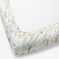 Forest Animals Classic Cool Organic Cotton Percale Fitted Crib Sheet - Ivory Multi,Ivory Multi