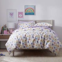 Pastel Poppies Classic Cool Organic Cotton Percale Pillowcase Set - White Multi, Standard,White Multi