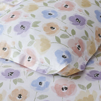 Pastel Poppies Classic Cool Organic Cotton Percale Sham - White Multi, Standard,White Multi
