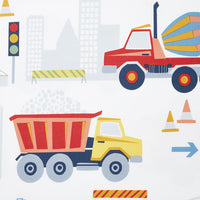 Construction Trucks Classic Cool Organic Cotton Percale Sham - White , Standard,White Multi