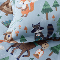 Animal Campers Classic Cool Organic Cotton Percale Sham - Blue Multi, Standard,Blue Multi